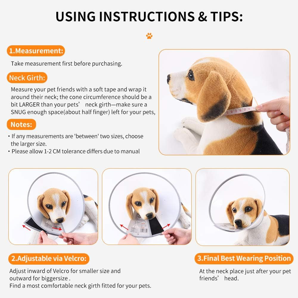 Pet Recovery Dog Cones Cat Cones after Surgery Adjustable Breathable Upgrade Dog Cone Collar Soft Plastic Comfy Elizabethan E-Collar for Dog Cat Wound Heal (Neck Girth 3: 9.05''~11.41'', Blue)