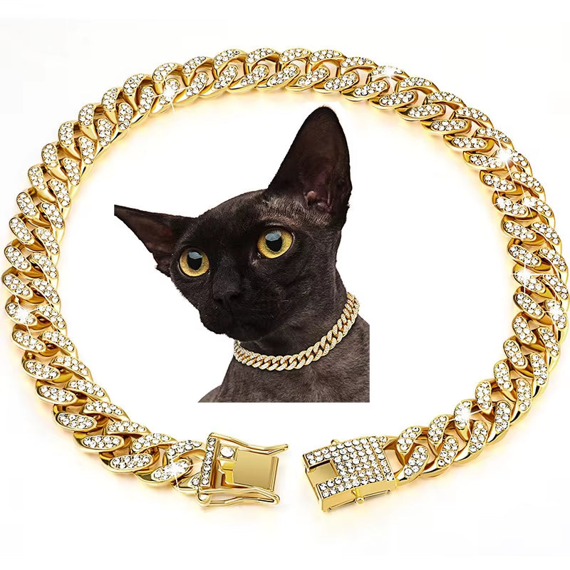 Golden Dog Collar Dog Necklace Hip Hop Style Dog Gift Golden Nice Necklace