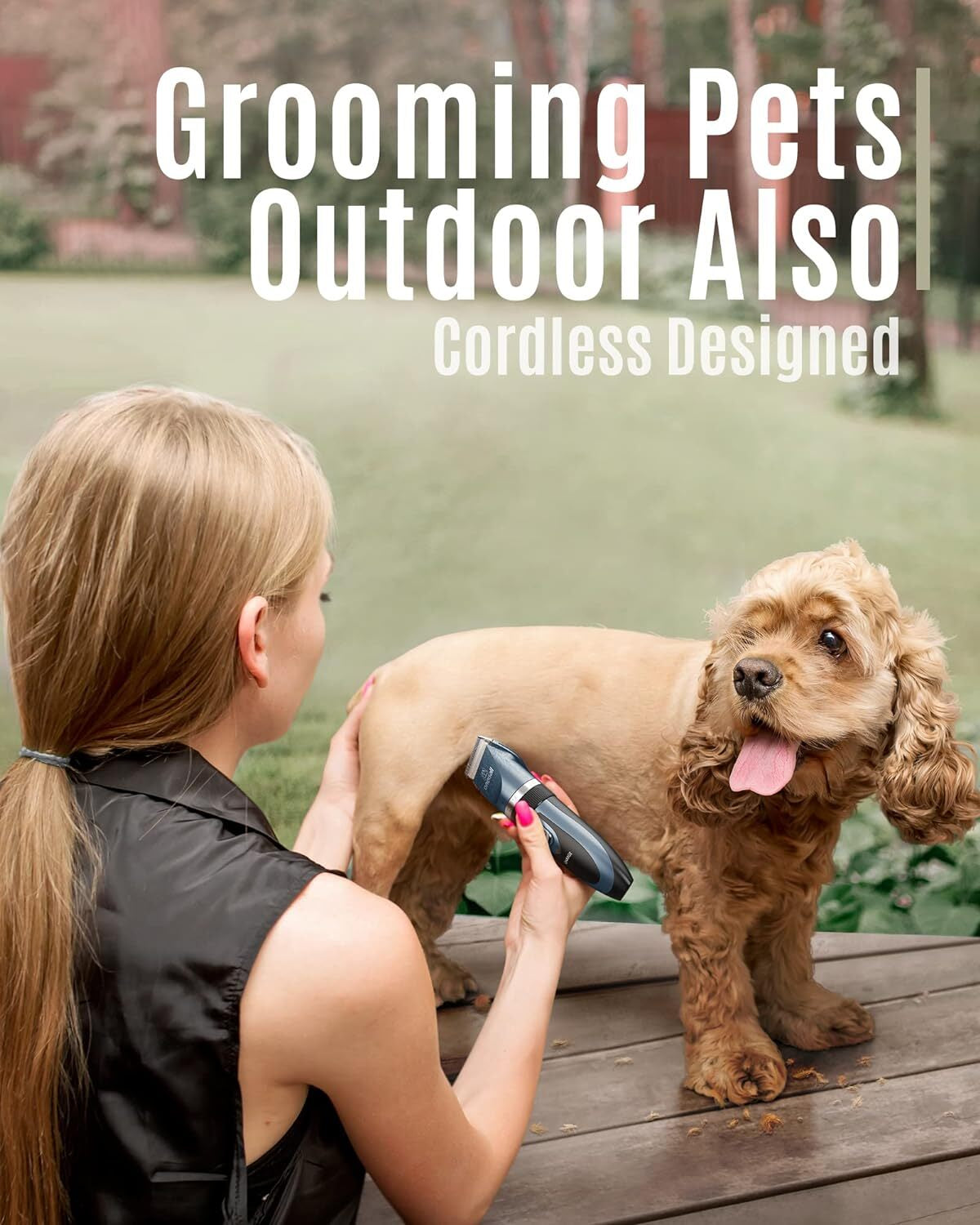 Oneisall Dog Clipper Low Noise, Dog Grooming Kit with Rechargeable, Dog Shaver