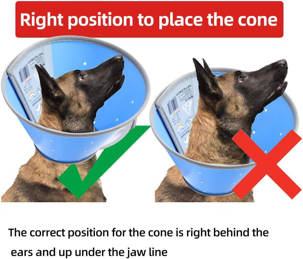 Pet Recovery Dog Cones Cat Cones after Surgery Adjustable Breathable Upgrade Dog Cone Collar Soft Plastic Comfy Elizabethan E-Collar for Dog Cat Wound Heal (Neck Girth 3: 9.05''~11.41'', Blue)
