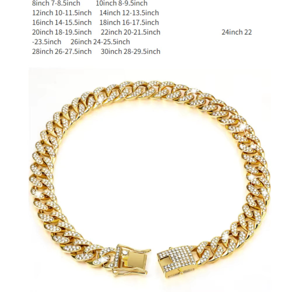 Golden Dog Collar Dog Necklace Hip Hop Style Dog Gift Golden Nice Necklace