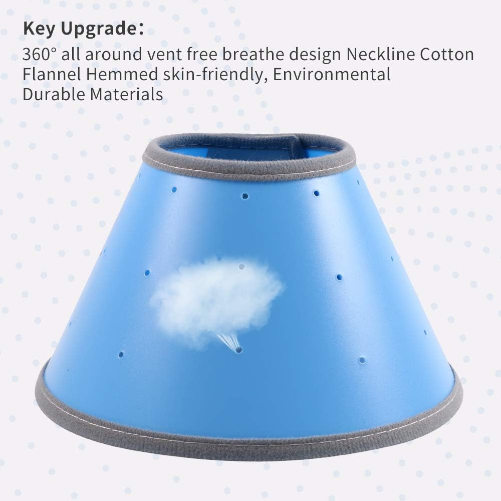 Pet Recovery Dog Cones Cat Cones after Surgery Adjustable Breathable Upgrade Dog Cone Collar Soft Plastic Comfy Elizabethan E-Collar for Dog Cat Wound Heal (Neck Girth 3: 9.05''~11.41'', Blue)