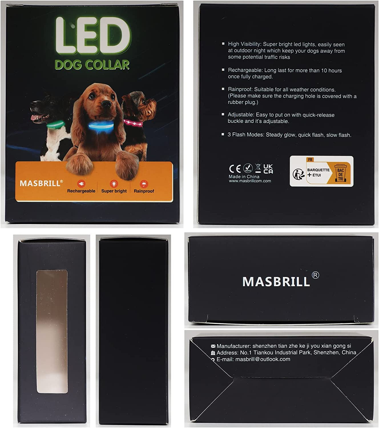 Led Dog Collar, Rechargeable Water-Resistant Night Safety Collar