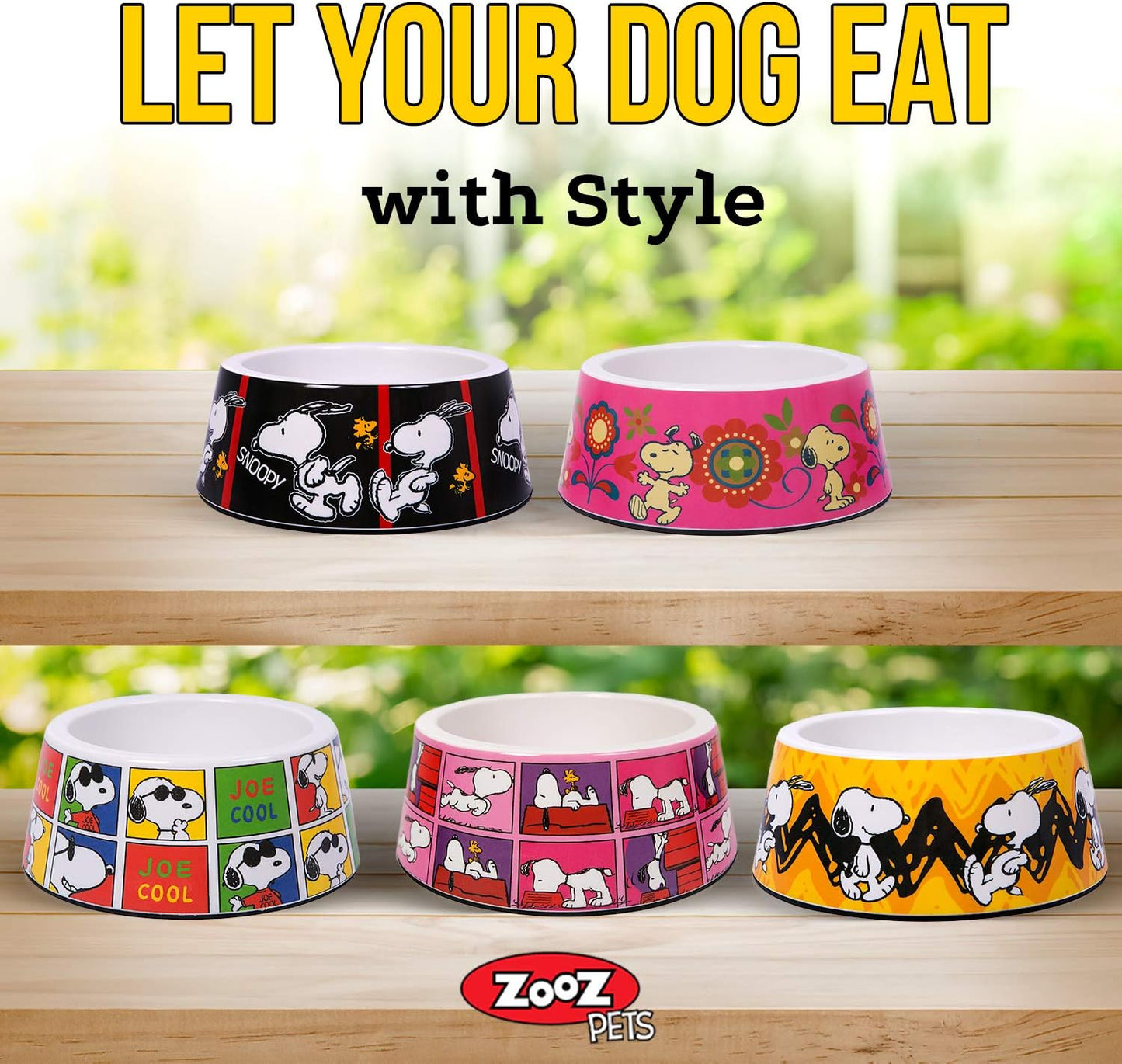 Snoopy Dog Bowls - Official Peanuts Safe Material Dog Bowl with Non-Skid Silicone Base - Dog Food Bowl for Dogs and Cat Bowls - Dog Water Bowl with Unique Designs for Small and Large Pets