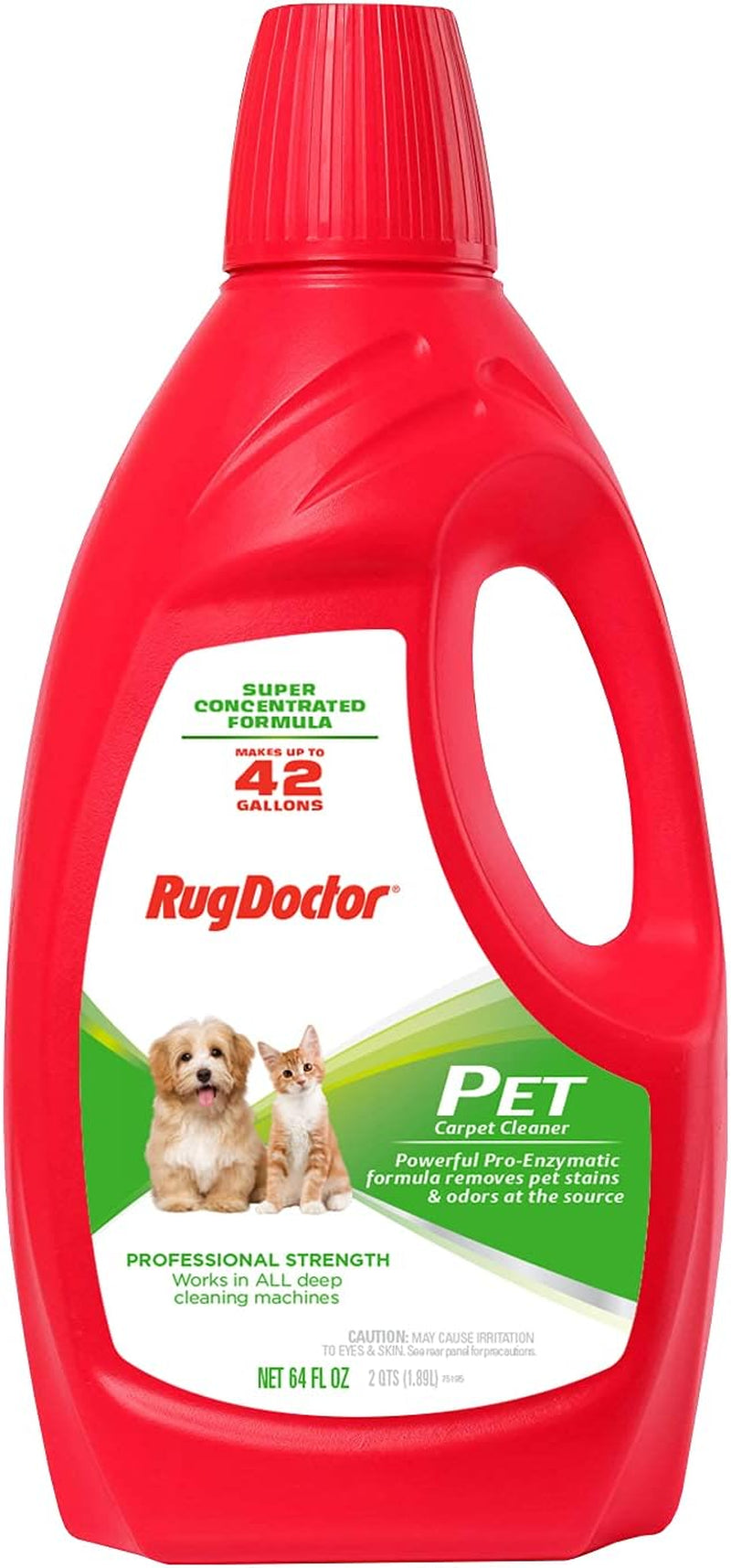 Pet Carpet Cleaner Formula for Stains & Odors, 64 Oz., Professional Grade Pro-Enzymatic Cleaning Solution, Blue Wave Scent, Compatible with All Deep Carpet Cleaning Machines Red