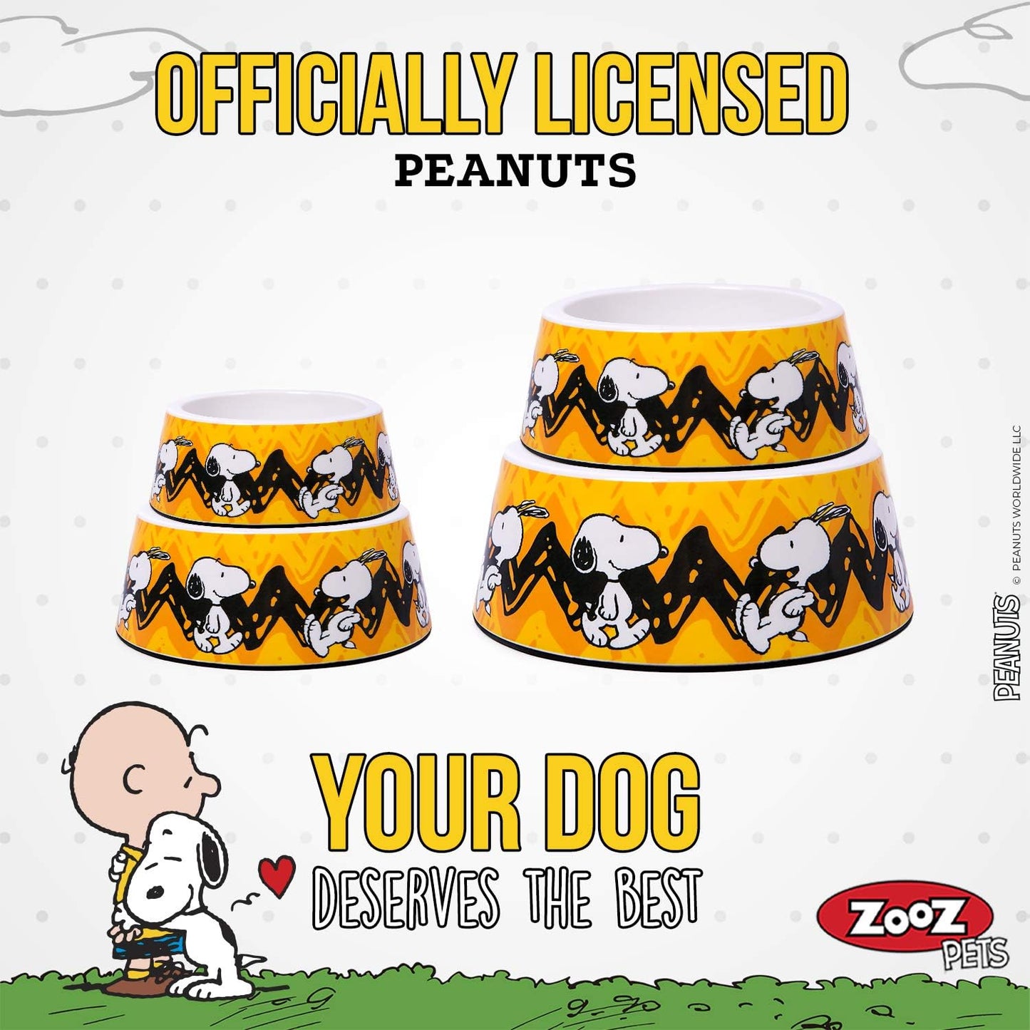 Snoopy Dog Bowls - Official Peanuts Safe Material Dog Bowl with Non-Skid Silicone Base - Dog Food Bowl for Dogs and Cat Bowls - Dog Water Bowl with Unique Designs for Small and Large Pets