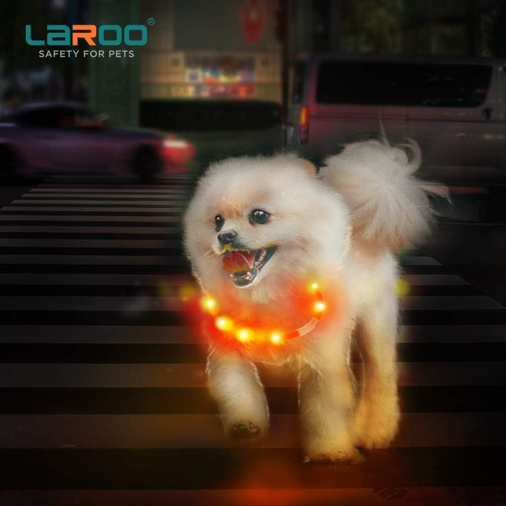 LED Light up Dog Collar, Cutable Silicon USB Rechargeable Glow Light Collar for All Dogs, Waterproof 3-Modes Flashing Dog Collar for Dark Outdoor Training Playing (27.5 Inch/70Cm)