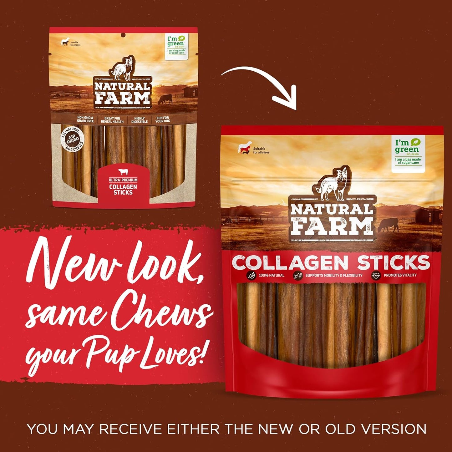 Collagen Dog Chews (12 Inch, 5 Pack), Odor-Free Long Lasting Bully Sticks & Rawhide Alternative Dog Treats, 95% Collagen Low Fat, High Protein β Medium & Large Dogs