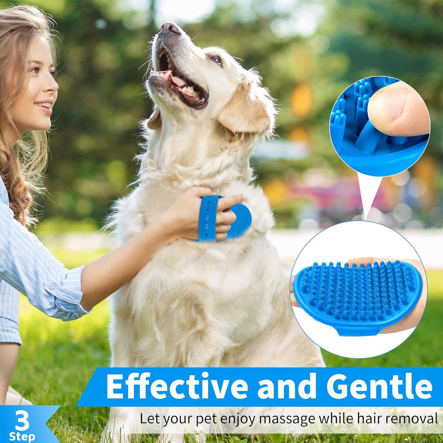 3PCS Dog Bath Brush | Dog Shampoo Brush | Dog Scrubber for Bath | Dog Bath Brush
