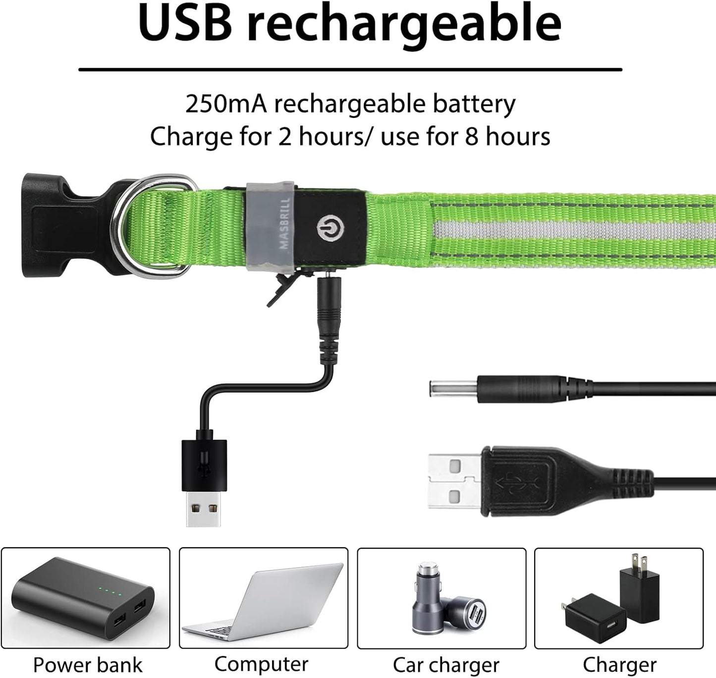Led Dog Collar, Rechargeable Water-Resistant Night Safety Collar