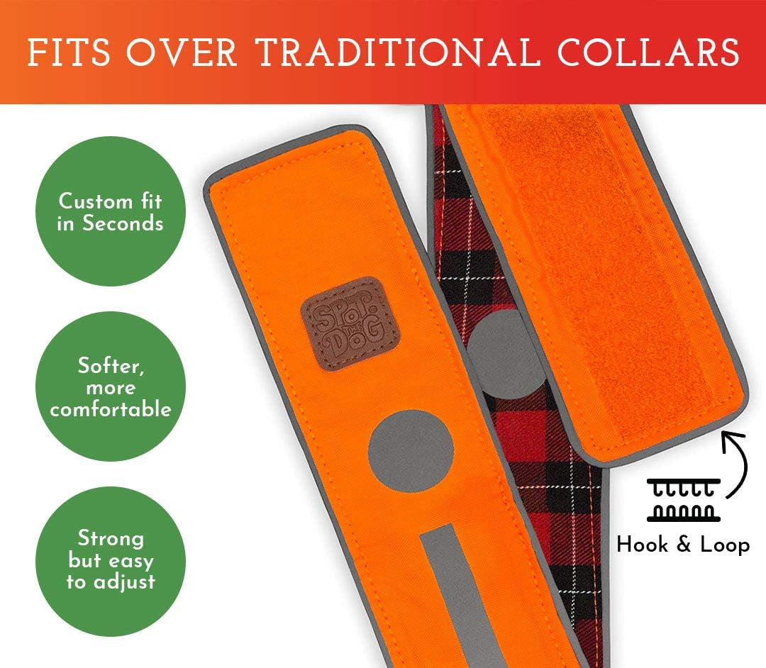 Reflective Dog Collar - Adjustable Pet Collars, Safe, Durable, Comfortable Dog Walking Accessories for Small Dog, Hunting Dog, Puppy, Boy, Girl Dog Collars (Blaze Orange, Red Plaid, S)