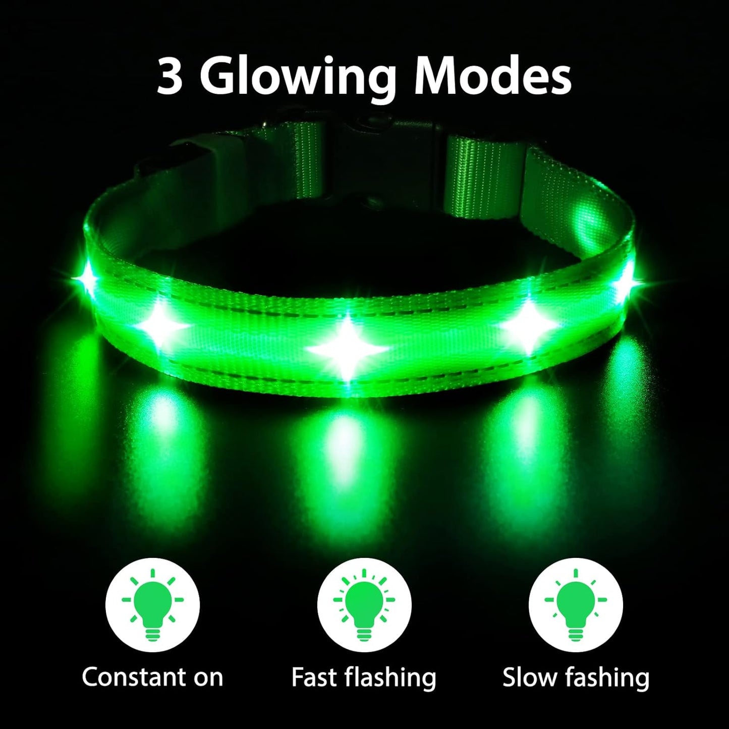 Led Dog Collar, Rechargeable Water-Resistant Night Safety Collar