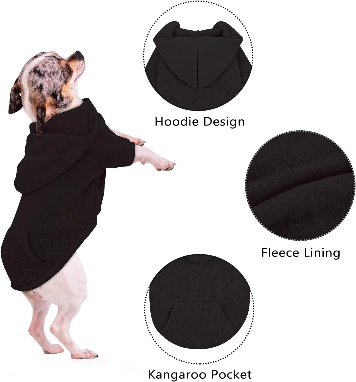 3 Pack Winter Dog Clothes Set Dog Hoodies with Pocket Dog Dog Fleece Vest Pullover Dog Coat Cozy Dog Outfit for Dogs and Cats, Large