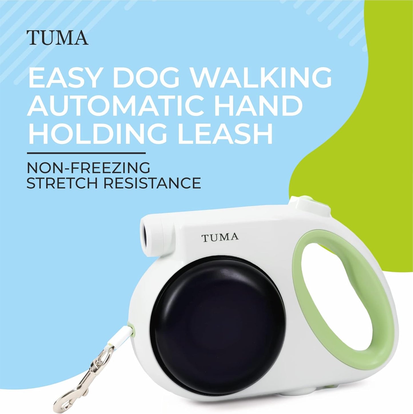 Multi-Function Retractable Dog Leash with Safety Night Light, 2 Feed&Water Bowls, Garbage Bag Cabin, plus 5 Rolls of Garbage Bags. Size 13FT Dog Retractable Dog Leash and Hold up to 80Lbs.