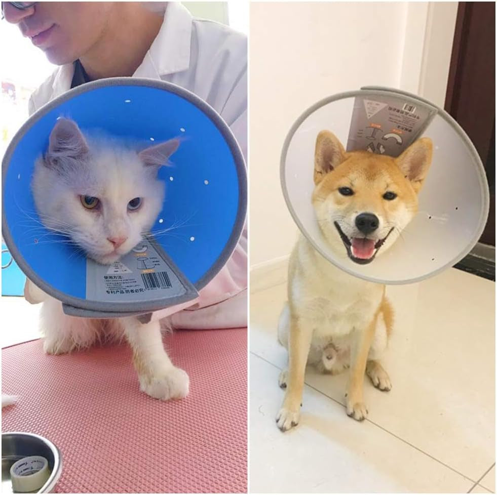 Pet Recovery Dog Cones Cat Cones after Surgery Adjustable Breathable Upgrade Dog Cone Collar Soft Plastic Comfy Elizabethan E-Collar for Dog Cat Wound Heal (Neck Girth 3: 9.05''~11.41'', Blue)