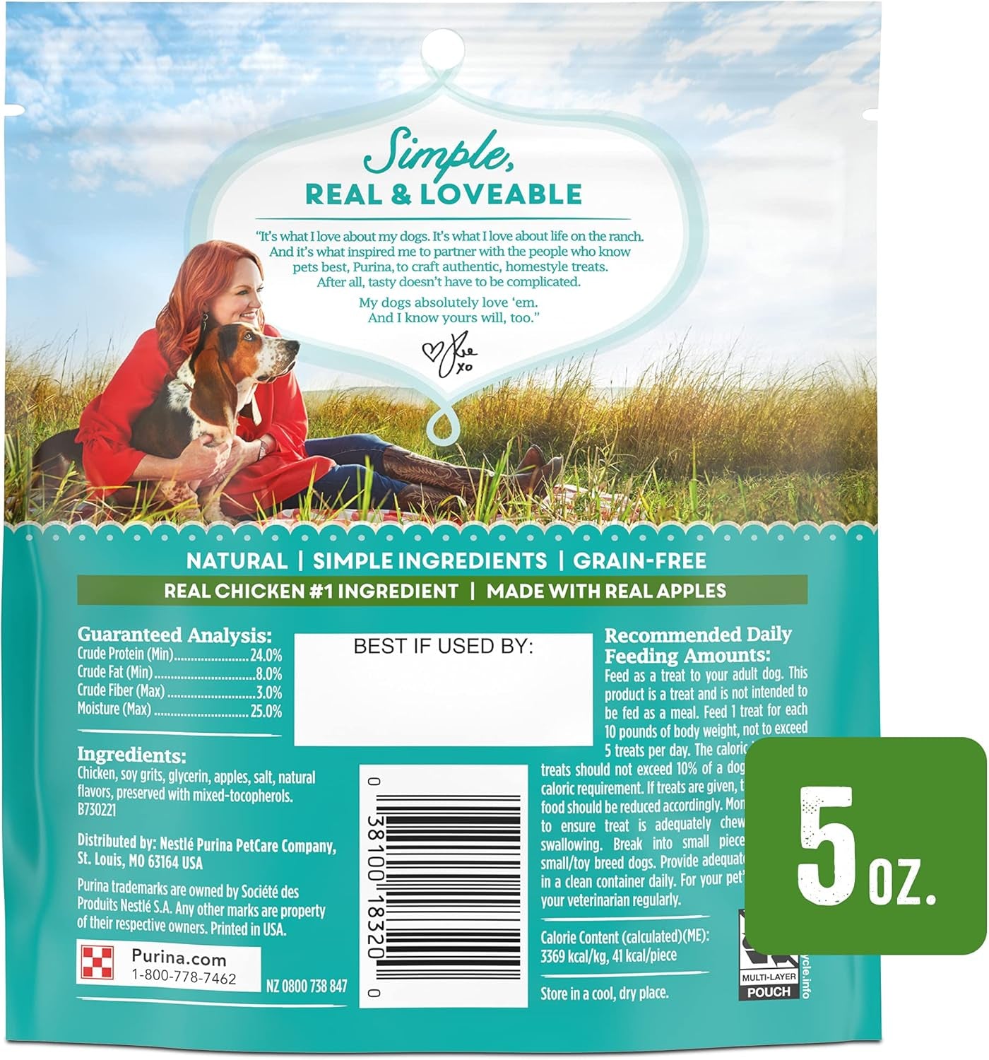 Natural Jerky Grain Free Dog Treats, Chicken & Apple Recipe Jerky Strips - 5 Ounce (Pack of 6)