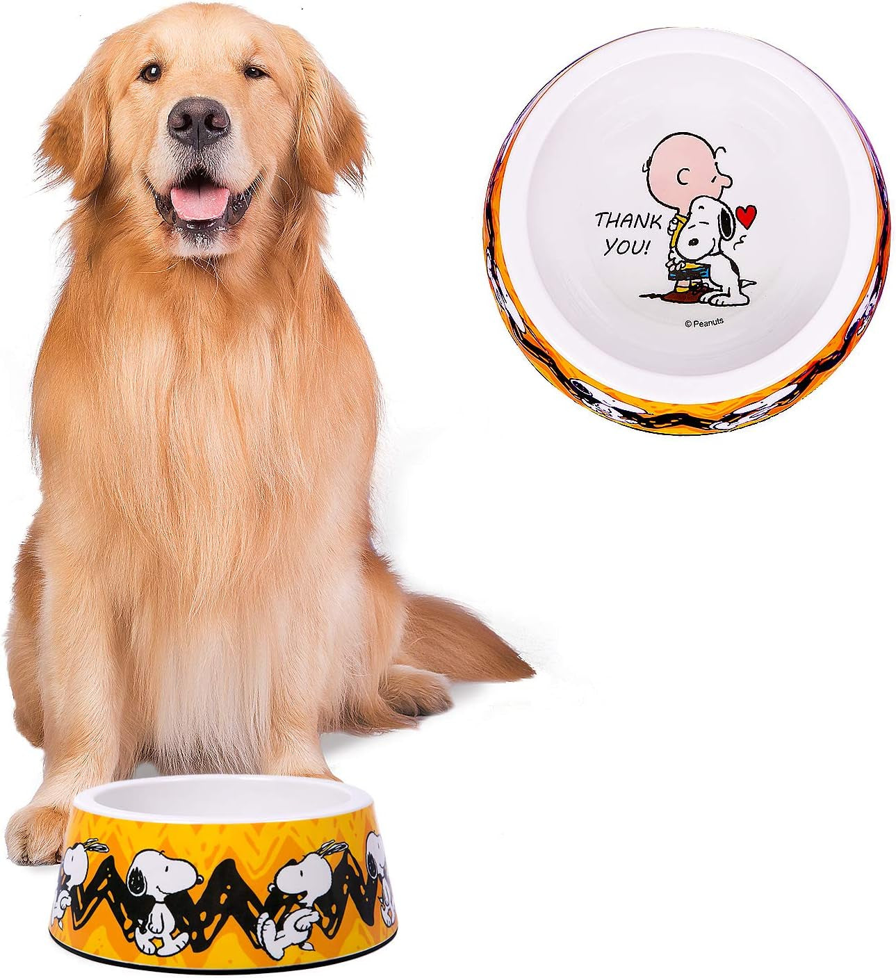 Snoopy Dog Bowls - Official Peanuts Safe Material Dog Bowl with Non-Skid Silicone Base - Dog Food Bowl for Dogs and Cat Bowls - Dog Water Bowl with Unique Designs for Small and Large Pets