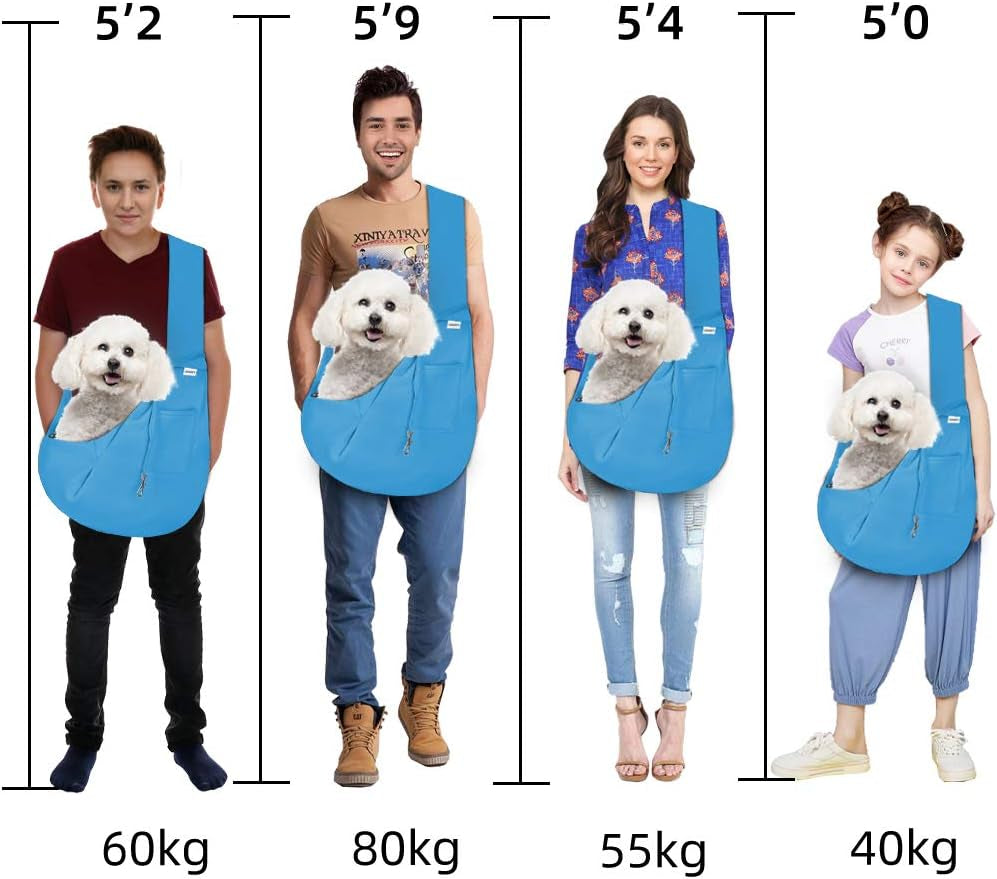 Small Pet Sling Carrier-Hands Free Reversible Pet Papoose Bag Tote Bag with a Pocket Safety Belt Dog Cat for Outdoor Travel