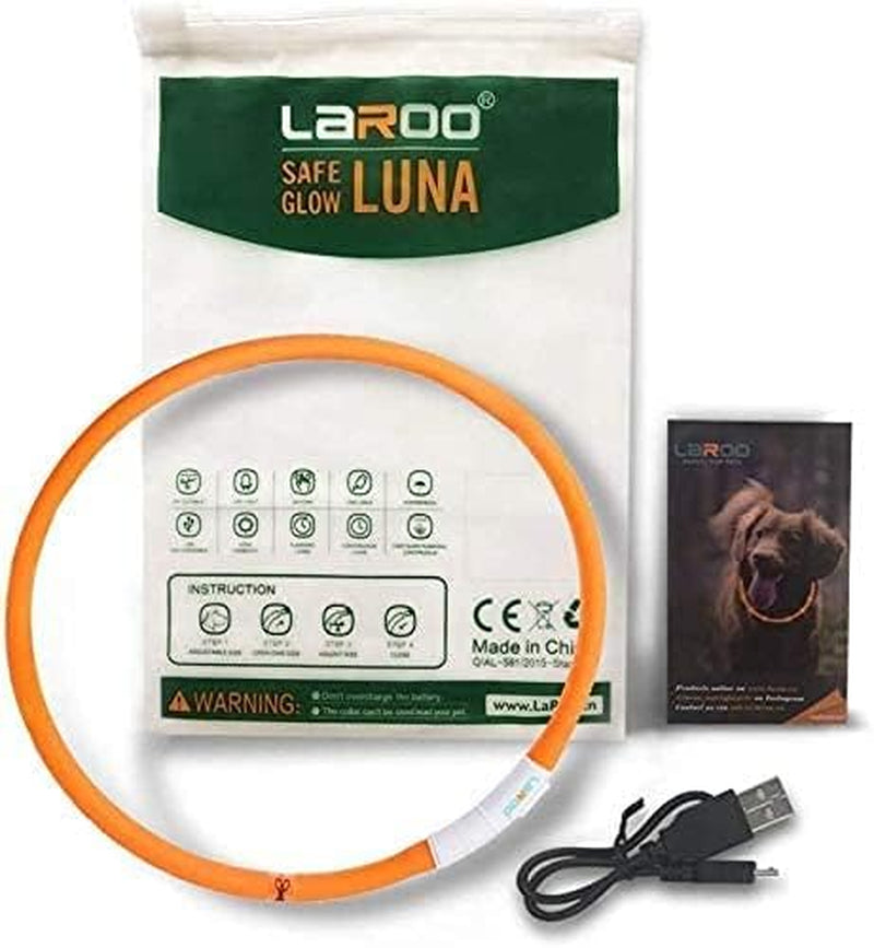 LED Light up Dog Collar, Cutable Silicon USB Rechargeable Glow Light Collar for All Dogs, Waterproof 3-Modes Flashing Dog Collar for Dark Outdoor Training Playing (27.5 Inch/70Cm)
