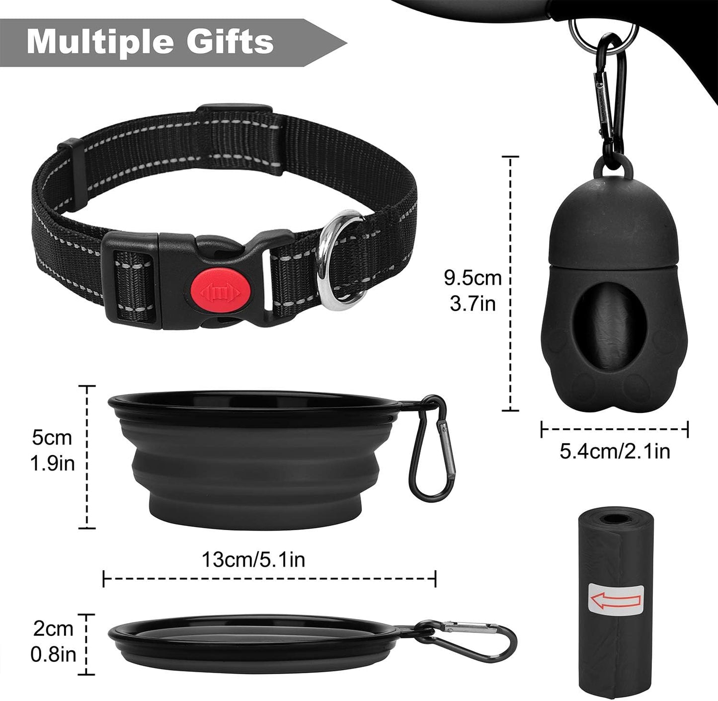 Upgraded Heavy Duty Retractable Dog Leash, 360° Tangle-Free Large Dog Retractable Leash up to 110Lbs, 16Ft Strong Reflective Nylon Tape with Anti-Slip Handle, One-Handed Brake, Pause, Lock