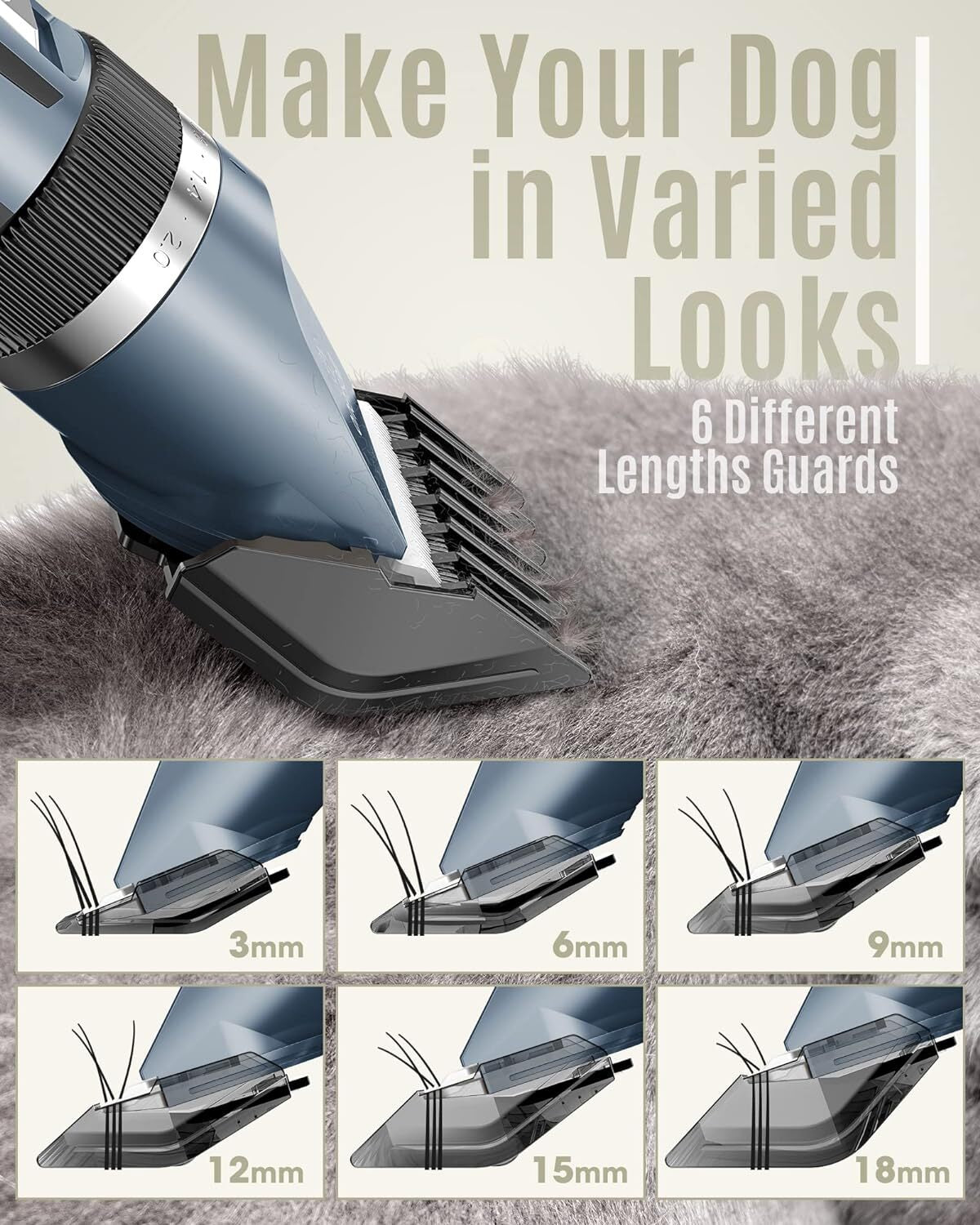 Oneisall Dog Clipper Low Noise, Dog Grooming Kit with Rechargeable, Dog Shaver
