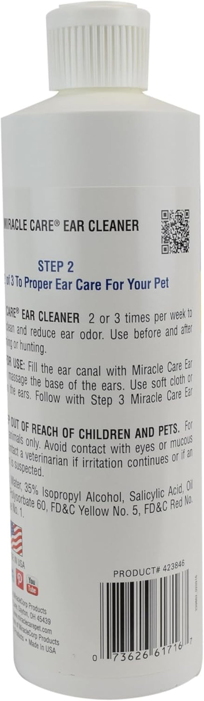 Ear Cleaner for Dogs and Cats, 16 Ounce, Reduces Ear Odor and Waxy Build Up, Gentle and Non Staining