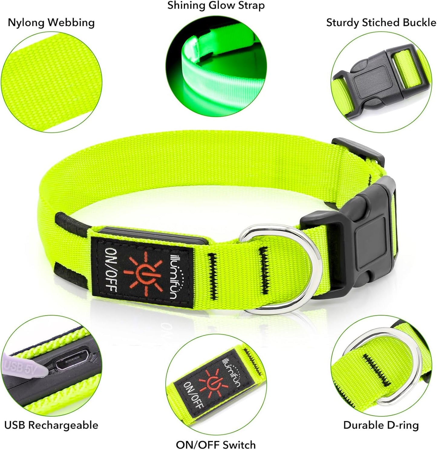 LED Large Dog Collar (Glow in the Dark)