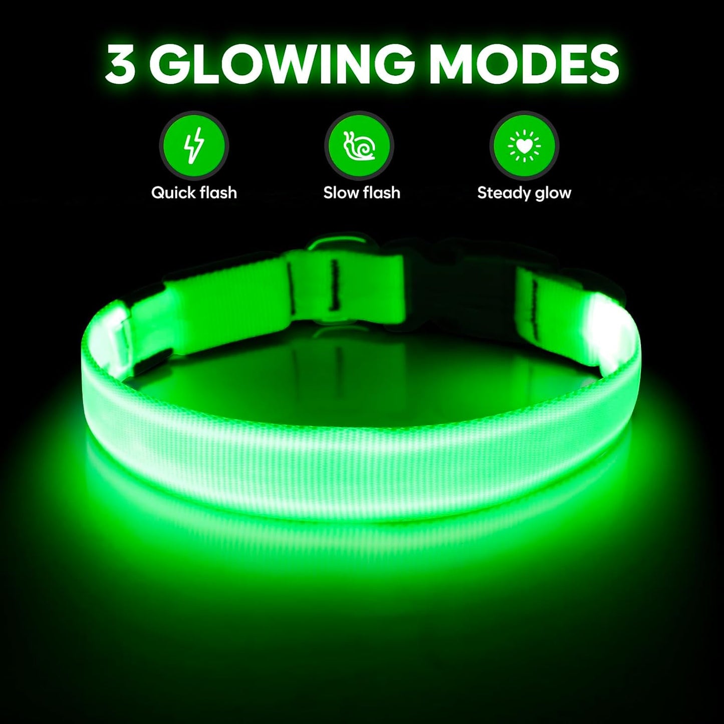 LED Large Dog Collar (Glow in the Dark)