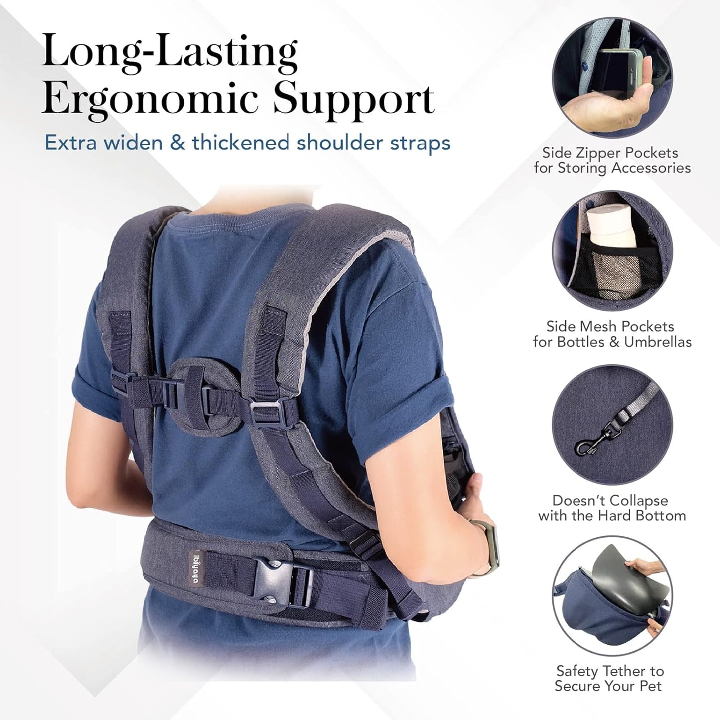- Dog Sling Carrier for Dogs and Cats - Hug Pack Adjustable Pet Carrier for Dog Anxiety Relief - Light, Breathable, Weight Balancing Design - Travel Friendly Front Facing Pet Carrier - Blue