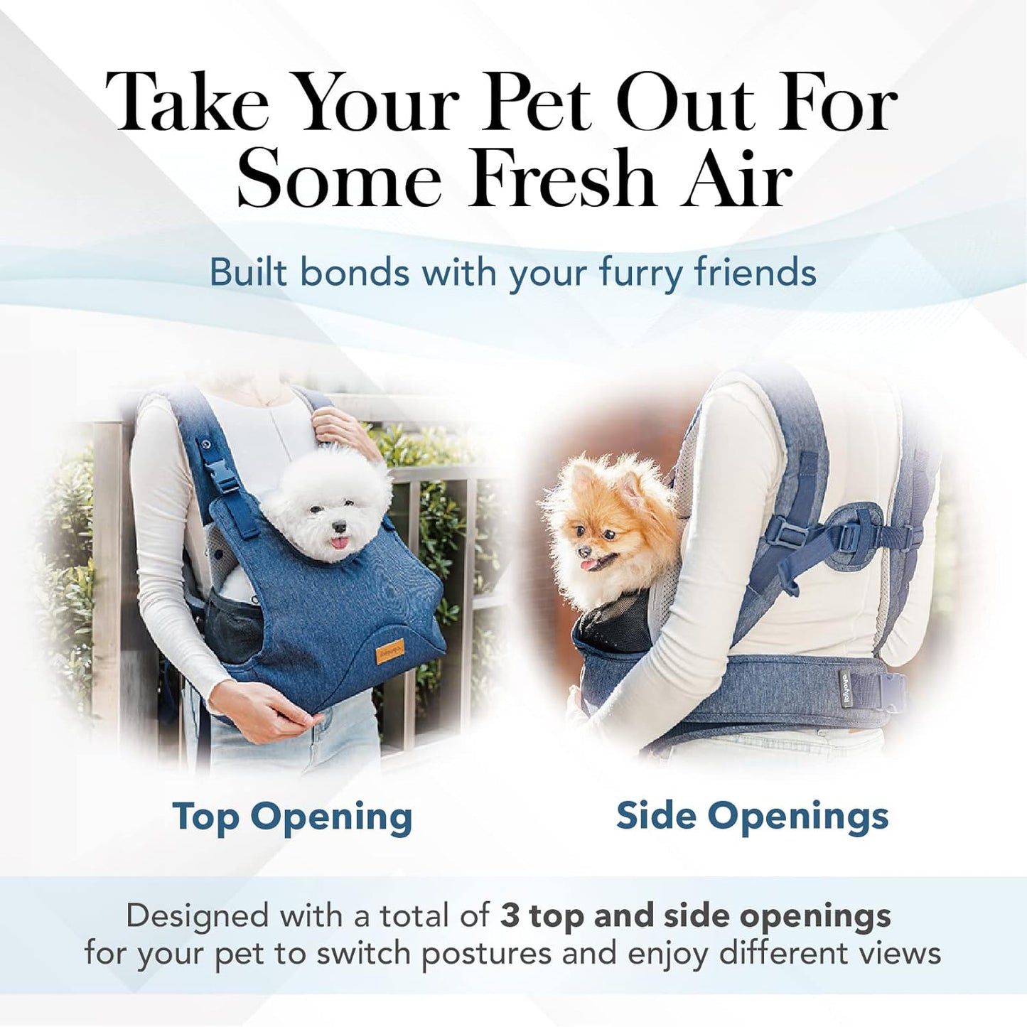 - Dog Sling Carrier for Dogs and Cats - Hug Pack Adjustable Pet Carrier for Dog Anxiety Relief - Light, Breathable, Weight Balancing Design - Travel Friendly Front Facing Pet Carrier - Blue