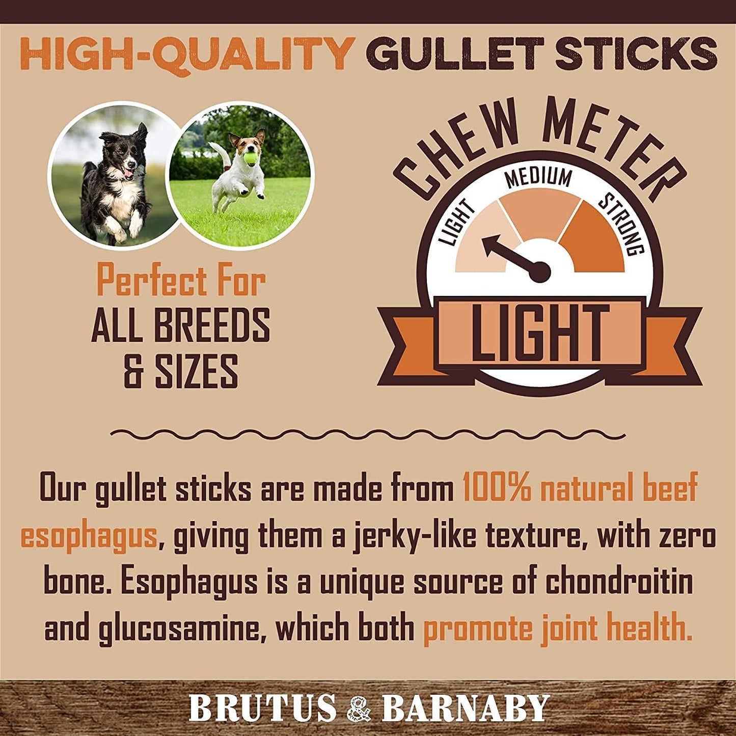 All Natural Single Ingredient Beef Esophagus Chews for Dogs - Healthy Flat Gullet Strips with Naturally Occurring Glucosamine & Chondroitin for Joint Function - Great for Any Dog Size