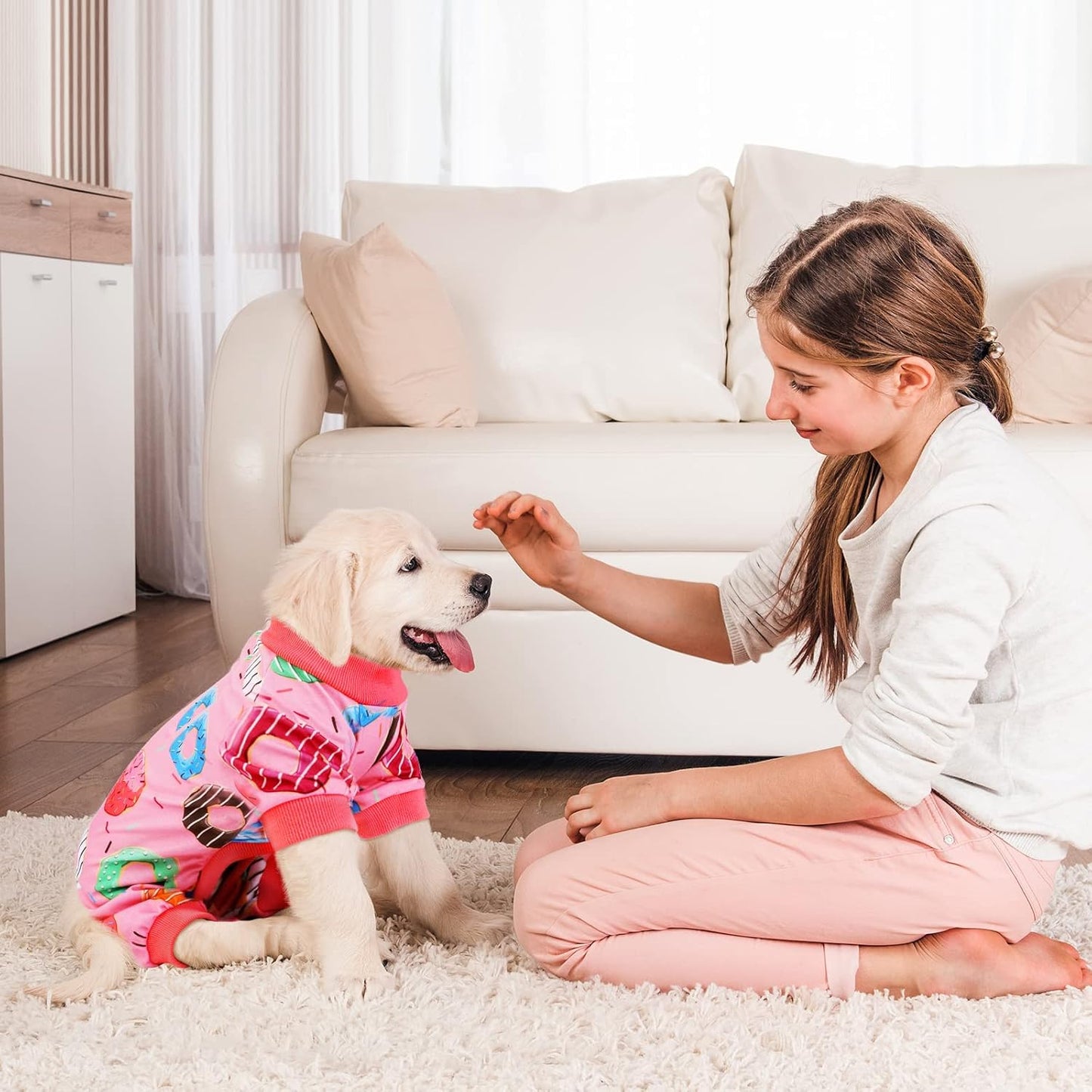 2 Pack Adorable Dog Pajamas Breathable Puppy Jumpsuit Soft Dog Clothes Fashionable Donut Sushi Pattern Dog Apparel Dog Pjs, Small