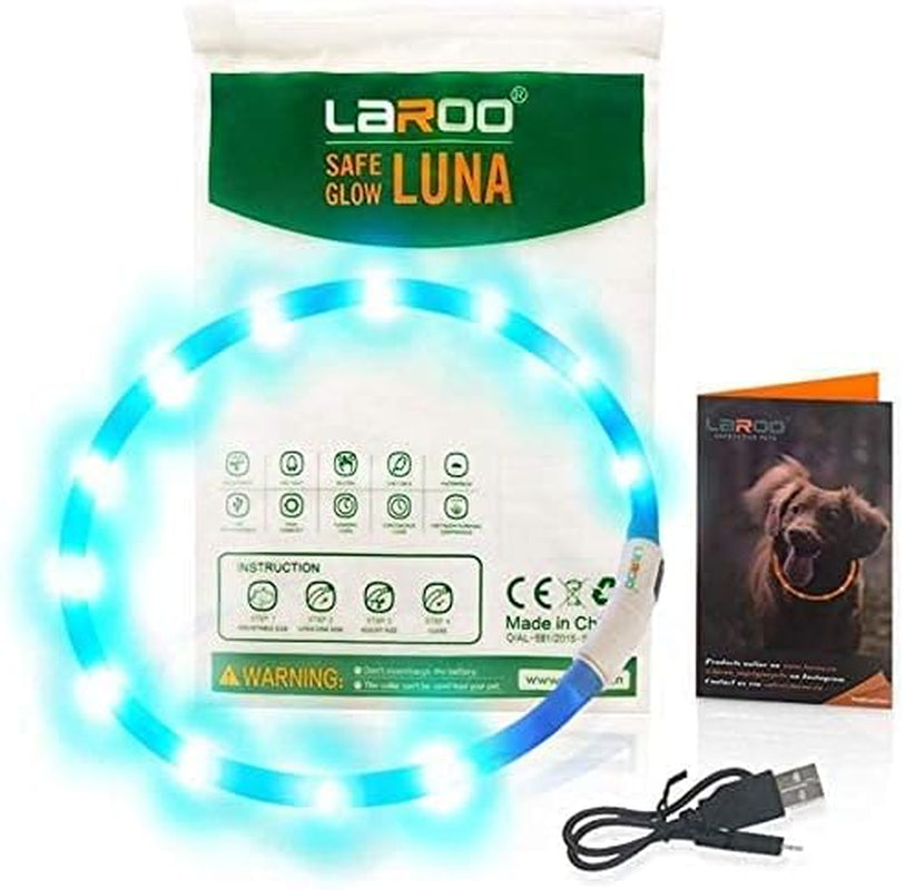 LED Light up Dog Collar, Cutable Silicon USB Rechargeable Glow Light Collar for All Dogs, Waterproof 3-Modes Flashing Dog Collar for Dark Outdoor Training Playing (27.5 Inch/70Cm)