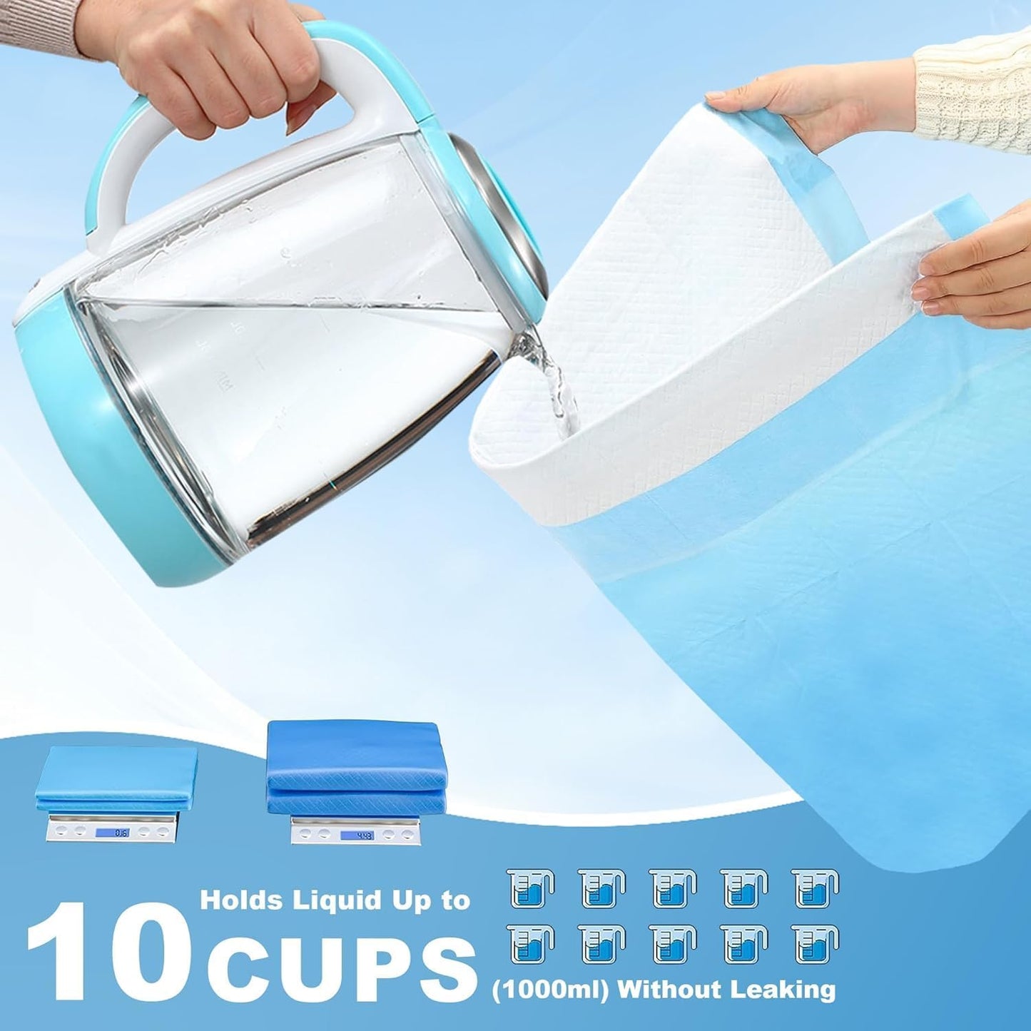 Puppy Pee Pads for Dogs Extra Large 31""X47"" 40 Count, Leak-Proof & Super Absorbent, Thicken Disposable Potty Training Pads for Doggie Cats Rabbits, Quick Dry Pet Piddle Pad, Blue&White