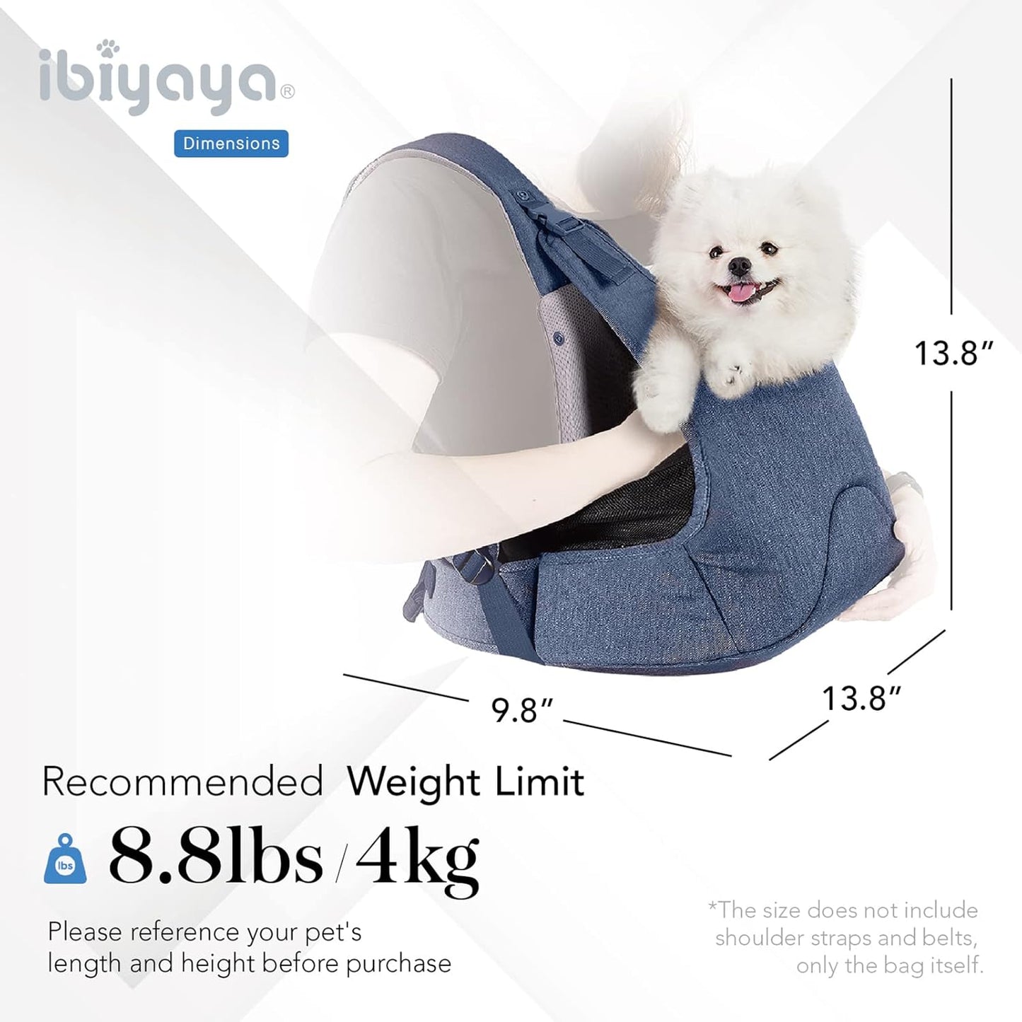 - Dog Sling Carrier for Dogs and Cats - Hug Pack Adjustable Pet Carrier for Dog Anxiety Relief - Light, Breathable, Weight Balancing Design - Travel Friendly Front Facing Pet Carrier - Blue
