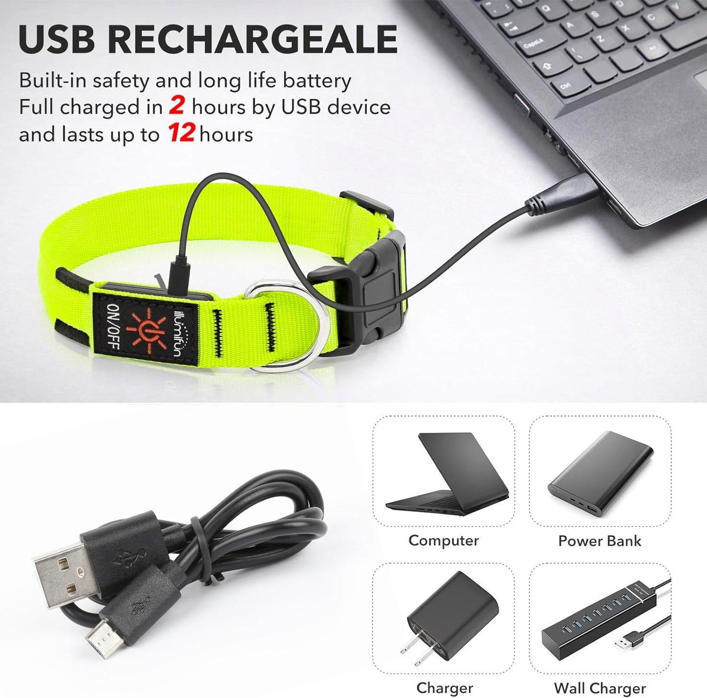 LED Large Dog Collar (Glow in the Dark)
