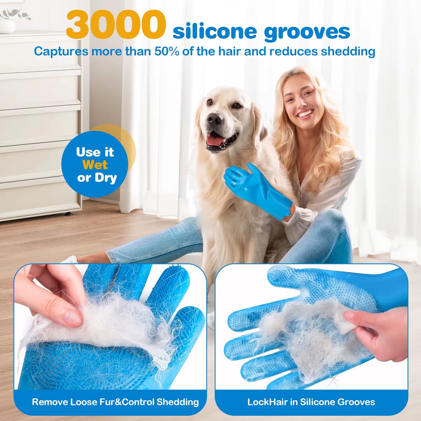 6PCS Pet Grooming Kit Silicone Dog Bath Brush Dog Toothbrush Finger Dog Bath Gloves Dog Shampoo Brush Cat Dog Bathing Supplies