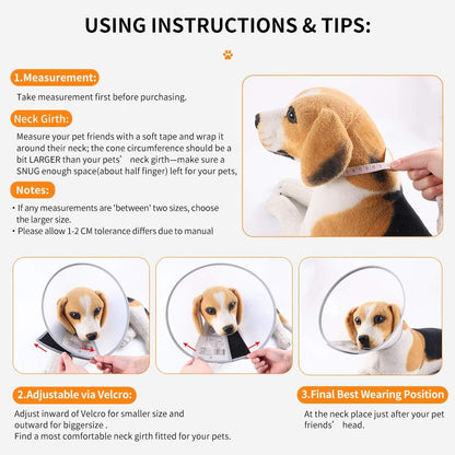 Pet Recovery Dog Cones Cat Cones after Surgery Adjustable Breathable Upgrade Dog Cone Collar Soft Plastic Comfy Elizabethan E-Collar for Dog Cat Wound Heal (Neck Girth 3: 9.05''~11.41'', Blue)