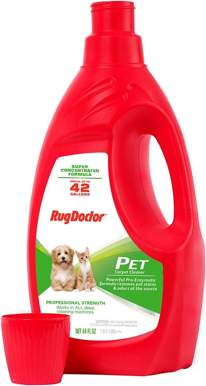 Pet Carpet Cleaner Formula for Stains & Odors, 64 Oz., Professional Grade Pro-Enzymatic Cleaning Solution, Blue Wave Scent, Compatible with All Deep Carpet Cleaning Machines Red