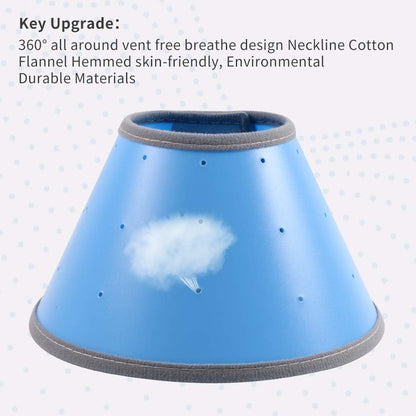 Pet Recovery Dog Cones Cat Cones after Surgery Adjustable Breathable Upgrade Dog Cone Collar Soft Plastic Comfy Elizabethan E-Collar for Dog Cat Wound Heal (Neck Girth 3: 9.05''~11.41'', Blue)