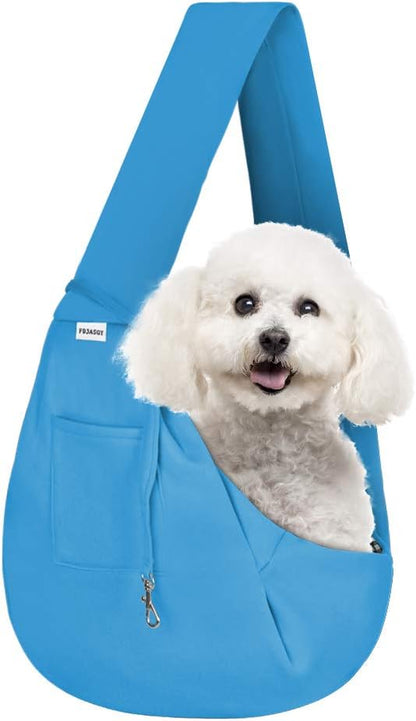 Small Pet Sling Carrier-Hands Free Reversible Pet Papoose Bag Tote Bag with a Pocket Safety Belt Dog Cat for Outdoor Travel