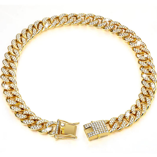 Golden Dog Collar Dog Necklace Hip Hop Style Dog Gift Golden Nice Necklace