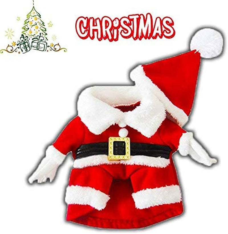 Dog Christmas Costumes with Hat Dog Santa Costume Dog Xmas Costume for Small Dog Cat Puppy (Red, Medium)