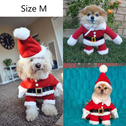 Dog Christmas Costumes with Hat Dog Santa Costume Dog Xmas Costume for Small Dog Cat Puppy (Red, Medium)