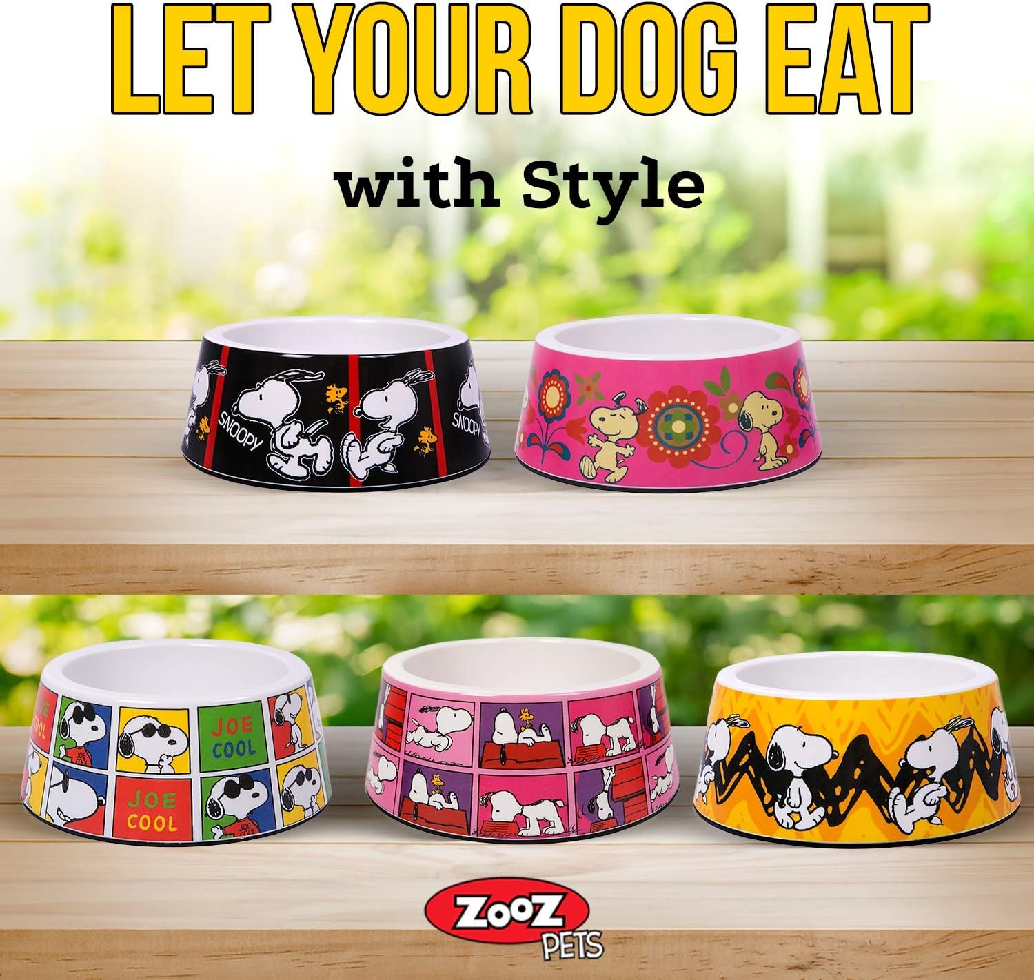 Snoopy Dog Bowls - Official Peanuts Safe Material Dog Bowl with Non-Skid Silicone Base - Dog Food Bowl for Dogs and Cat Bowls - Dog Water Bowl with Unique Designs for Small and Large Pets