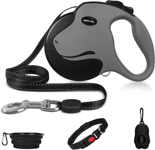 Upgraded Heavy Duty Retractable Dog Leash, 360° Tangle-Free Large Dog Retractable Leash up to 110Lbs, 16Ft Strong Reflective Nylon Tape with Anti-Slip Handle, One-Handed Brake, Pause, Lock