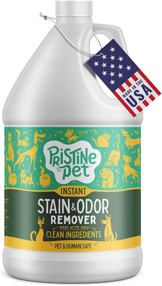 Instant Stain & Odor Eliminator with Micellar Water & OXY - 128 Ounce (1 Gallon), Fast Acting Carpet Cleaner for Pets, Pet Stain and Odor Remover, Prevents Dogs from Urine Marking