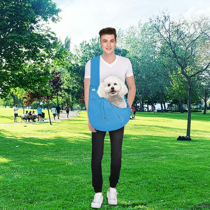 Small Pet Sling Carrier-Hands Free Reversible Pet Papoose Bag Tote Bag with a Pocket Safety Belt Dog Cat for Outdoor Travel