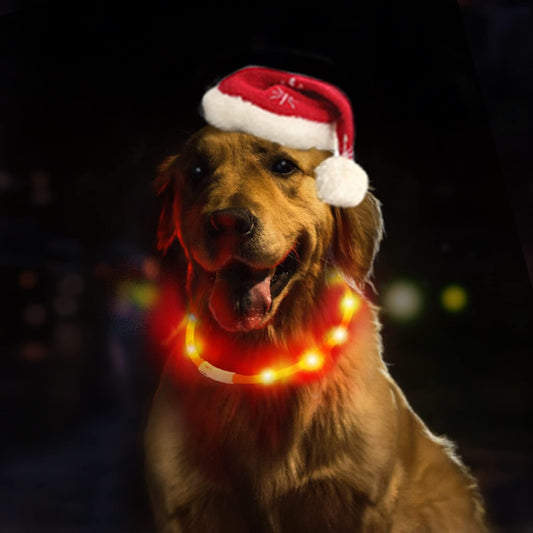 LED Light up Dog Collar, Cutable Silicon USB Rechargeable Glow Light Collar for All Dogs, Waterproof 3-Modes Flashing Dog Collar for Dark Outdoor Training Playing (27.5 Inch/70Cm)