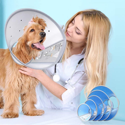 Pet Recovery Dog Cones Cat Cones after Surgery Adjustable Breathable Upgrade Dog Cone Collar Soft Plastic Comfy Elizabethan E-Collar for Dog Cat Wound Heal (Neck Girth 3: 9.05''~11.41'', Blue)